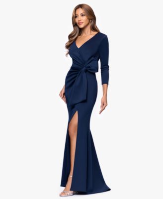 Women's V-Neck Waist Side Bow Long Dress