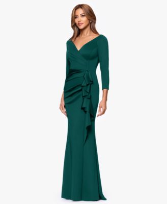 Women's 3/4-Sleeve Ruffle Long Dress