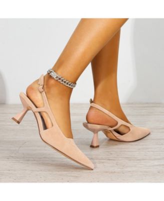 Cleopatra Faux Suede Slingback Kitten Heels