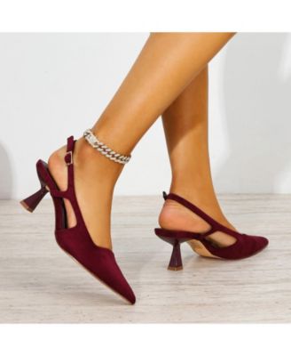 Cleopatra Faux Suede Slingback Kitten Heels
