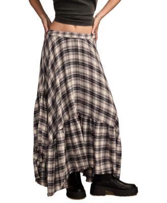 Lucky Brand - Women's Tiered Plaid Maxi Skirt