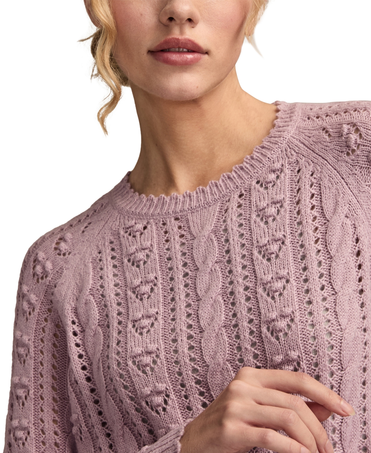 Lucky Brand Women's Pointelle Crewneck Sweater