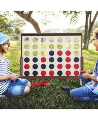 Giant 4-in-a-row Game Set Wooden Jumbo 4-to-Score Game with Carrying Bag