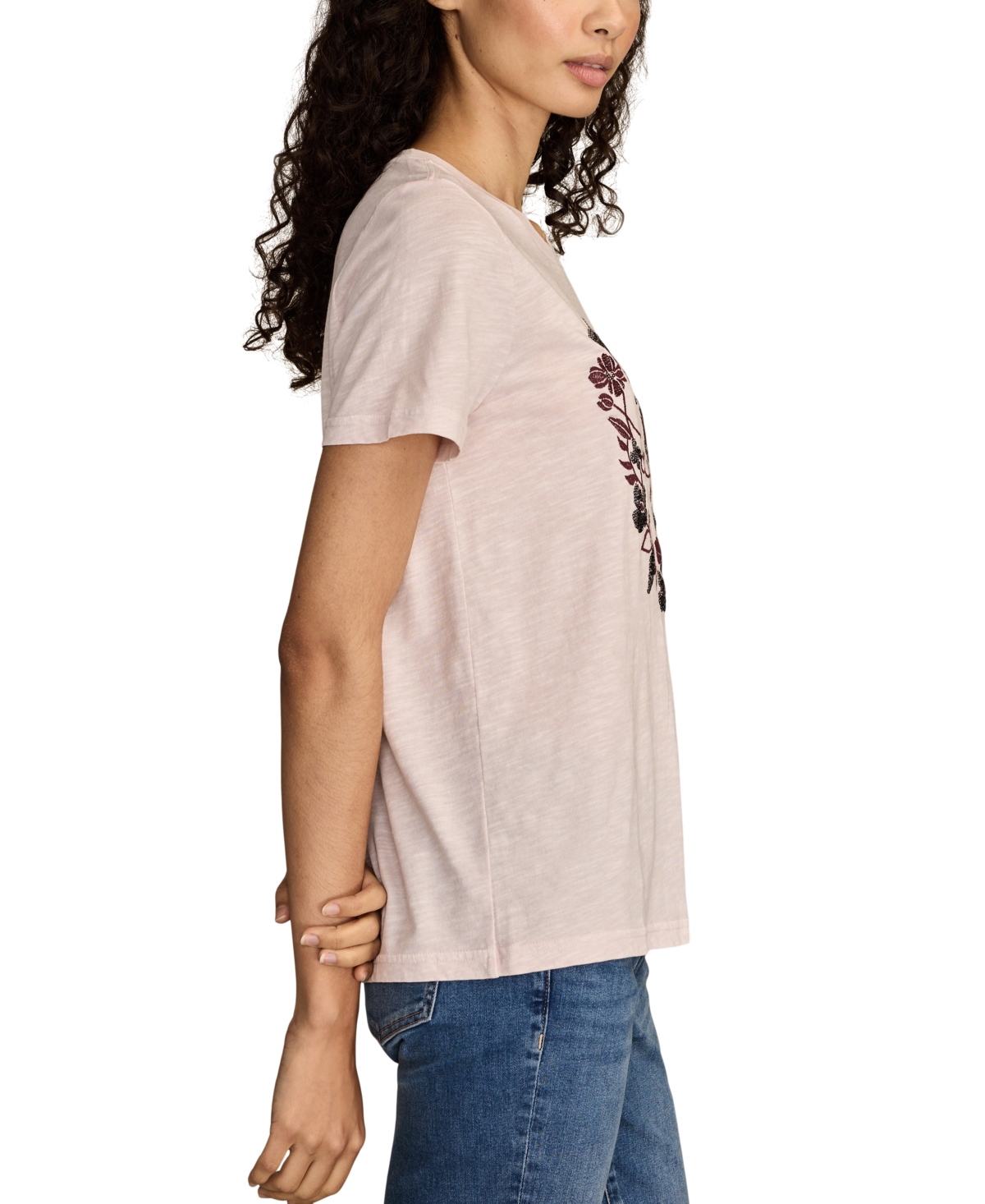 Lucky Brand Women's Floral Heart Classic Crewneck T-shirt In Neutral