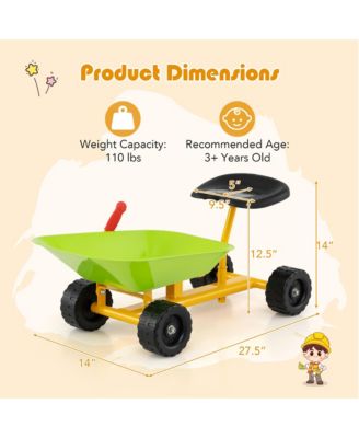 Kids Ride-On Sand Dumper Outdoor Sandbox Toy w/ Controllable Shovel & 4 Wheels