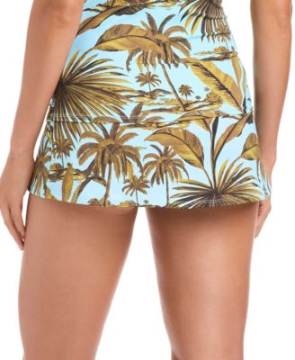 Women's Lotus Printed Swim Skirted Hipster