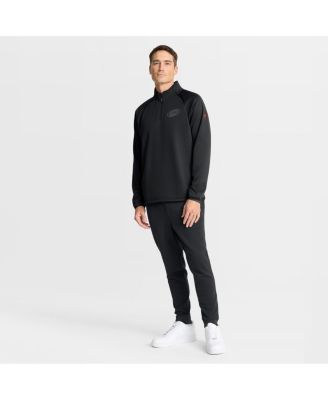 Men's Black Carolina Hurricanes Authentic Pro Tonal Rink Raglan Quarter-Zip Pullover Hoodie