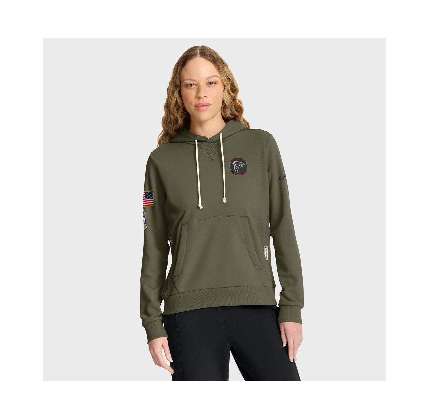 Women's Olive Atlanta Falcons 2025 Salute to Service Sideline Standard Issue Dri-FIT Hoodie