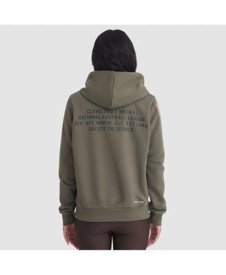 Women's Olive Cleveland Browns 2025 Salute to Service Sideline Standard Issue Dri-FIT Hoodie