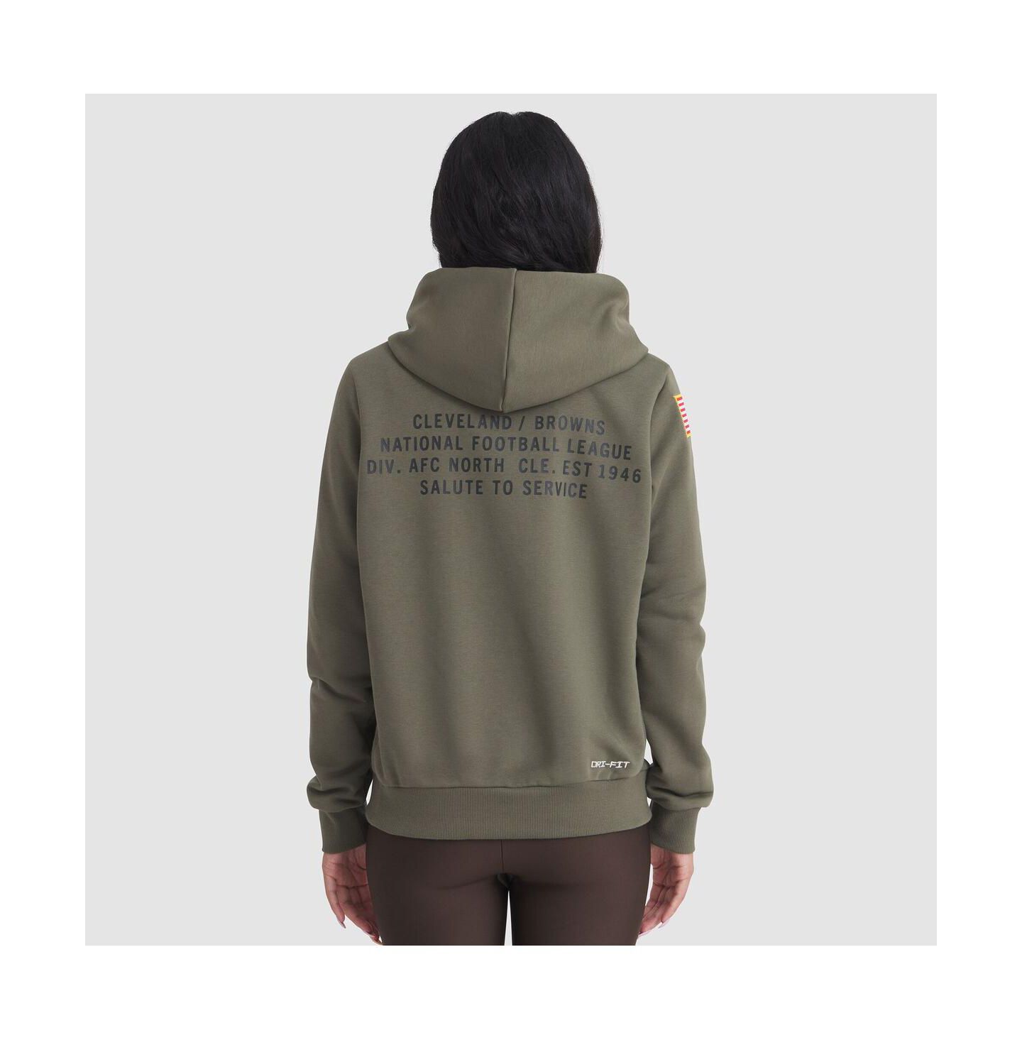 Женское худи Nike Olive Cleveland Browns 2025 Salute to Service Sideline Standard Issue Dri-FIT — фото 2