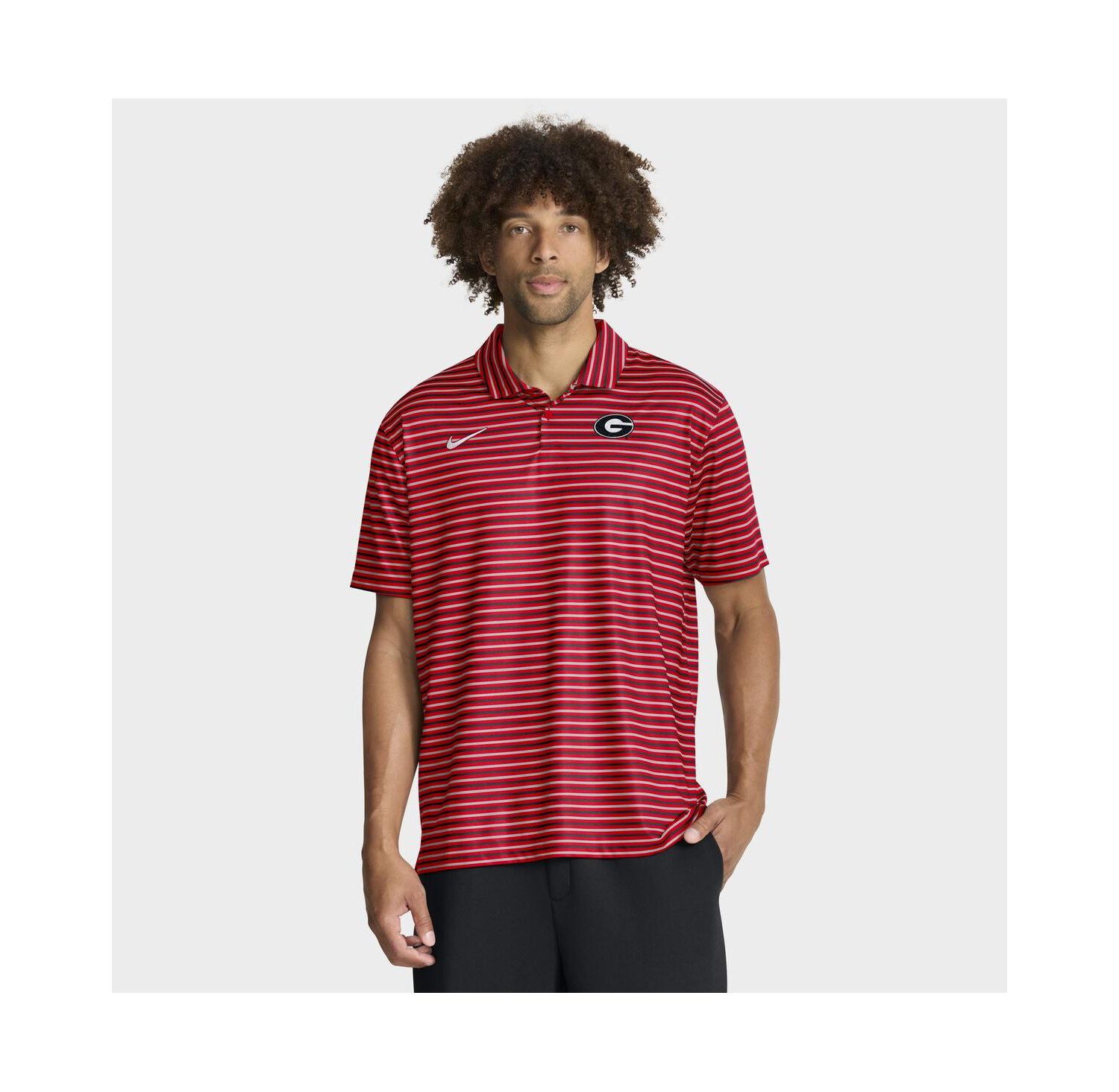 Men's Red Georgia Bulldogs 2025 Coaches Premium Tour Stripe Dri-FIT Polo Shirt