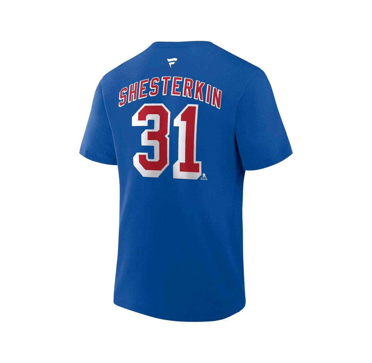 Men's Igor Shesterkin Blue New York Rangers Authentic Stack Name & Number T-Shirt