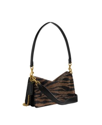 Beaded Tiger Tabby Medium Shoulder Bag 26