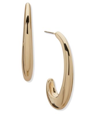 DKNY - Gold-Tone Tapered Puffy C Hoop Earrings