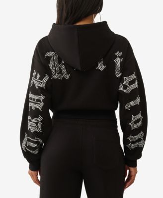 Women's Crystal Cropped Zip Hoodie