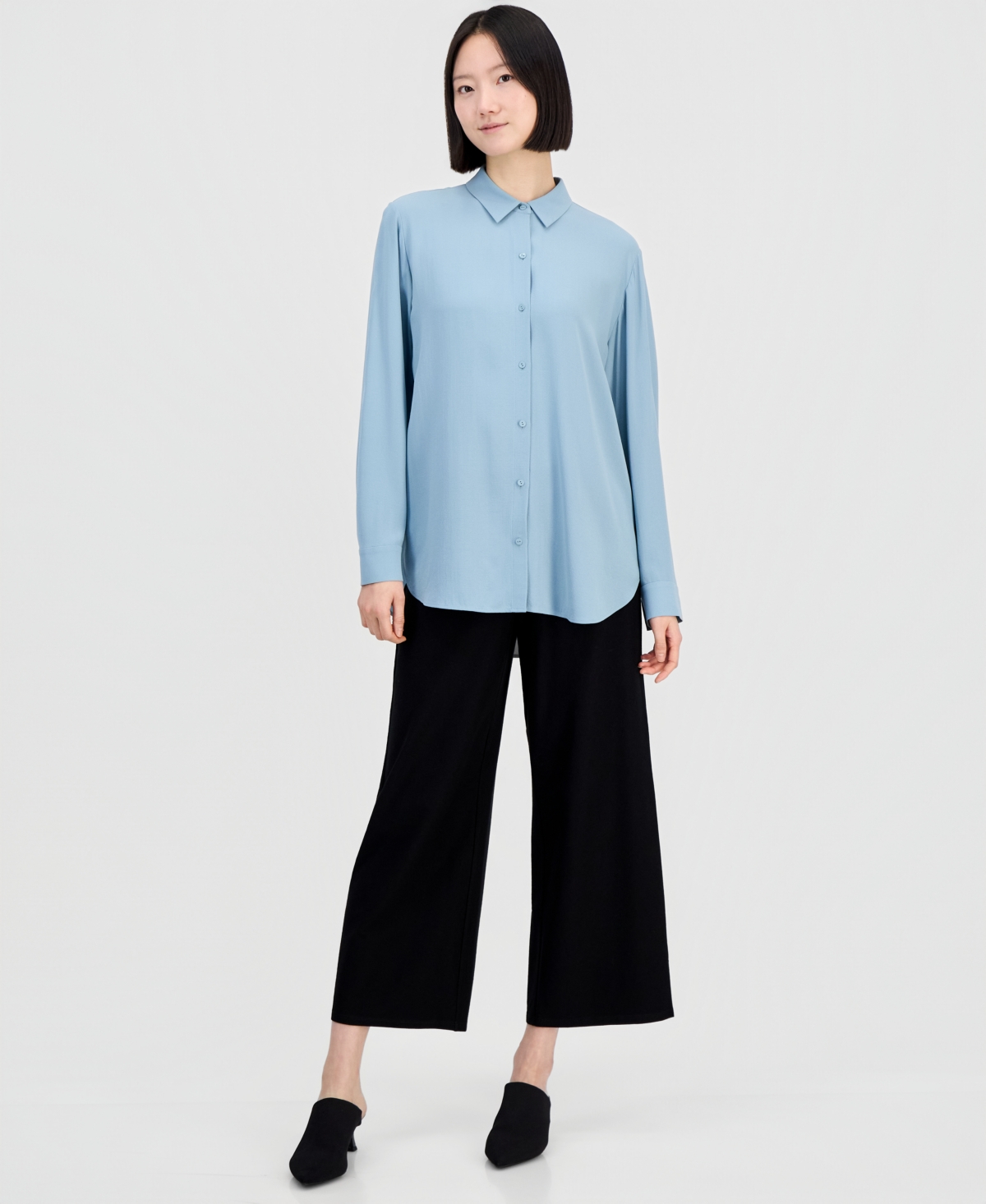 Eileen Fisher Women's Silk Classic-Collar Long Shirt