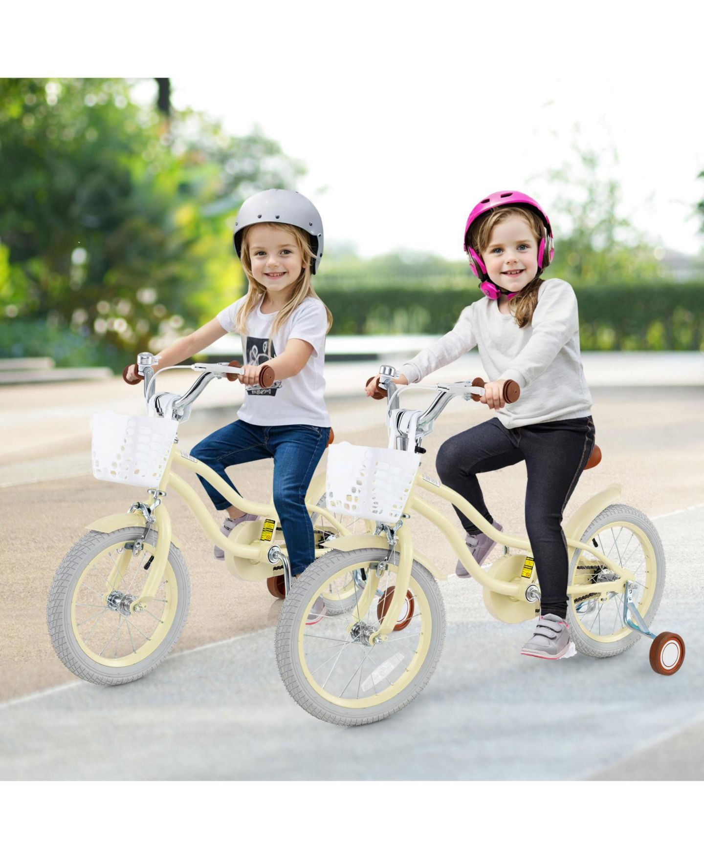 Детская игрушка SUGIFT 18 Inch Adjustable Kids Bike with Training Wheels, Ages 3-8, цвет: Бежевый — фото 5