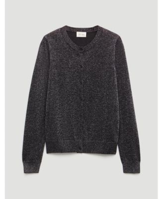 Women's Crew Neck Slim Fit Metallic Cardigan