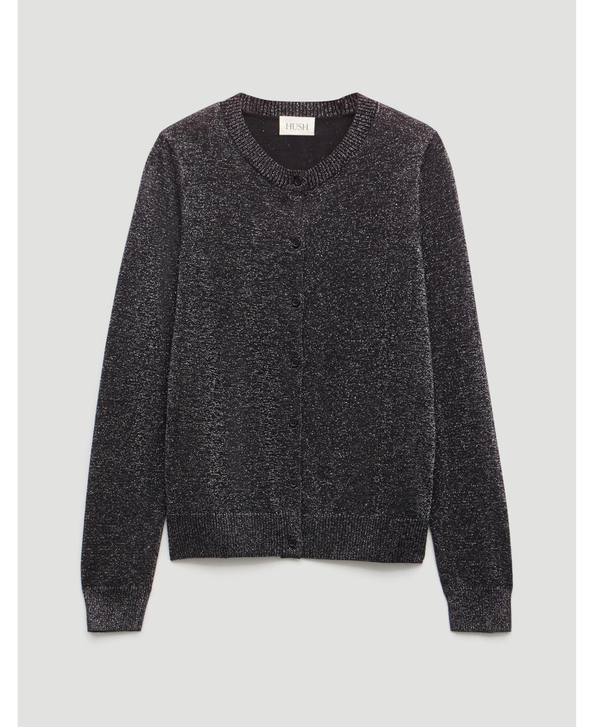 Hush Women's Crew Neck Slim Fit Metallic Cardigan