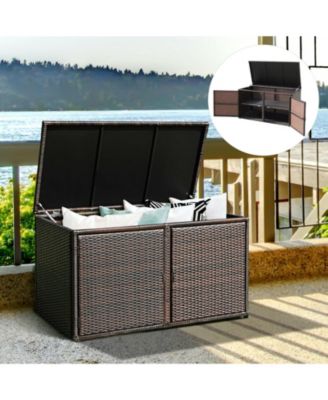 88 Gallon Garden Patio Rattan Storage Container Box