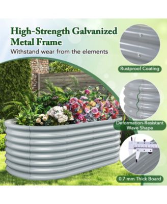5 x 3 x 2 Ft Metal Oval Raised Garden Bed with Open Bottom Design