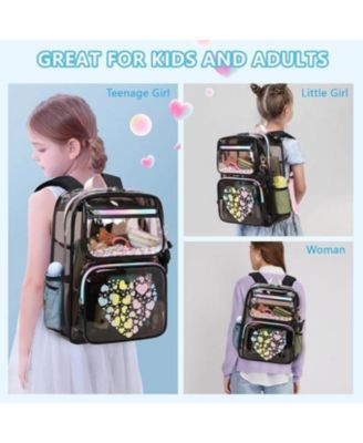 Clear Backpack for School Girls, Heavy Duty TPU Transparent Backpack Stadium Events Approved, Clear Bookbag