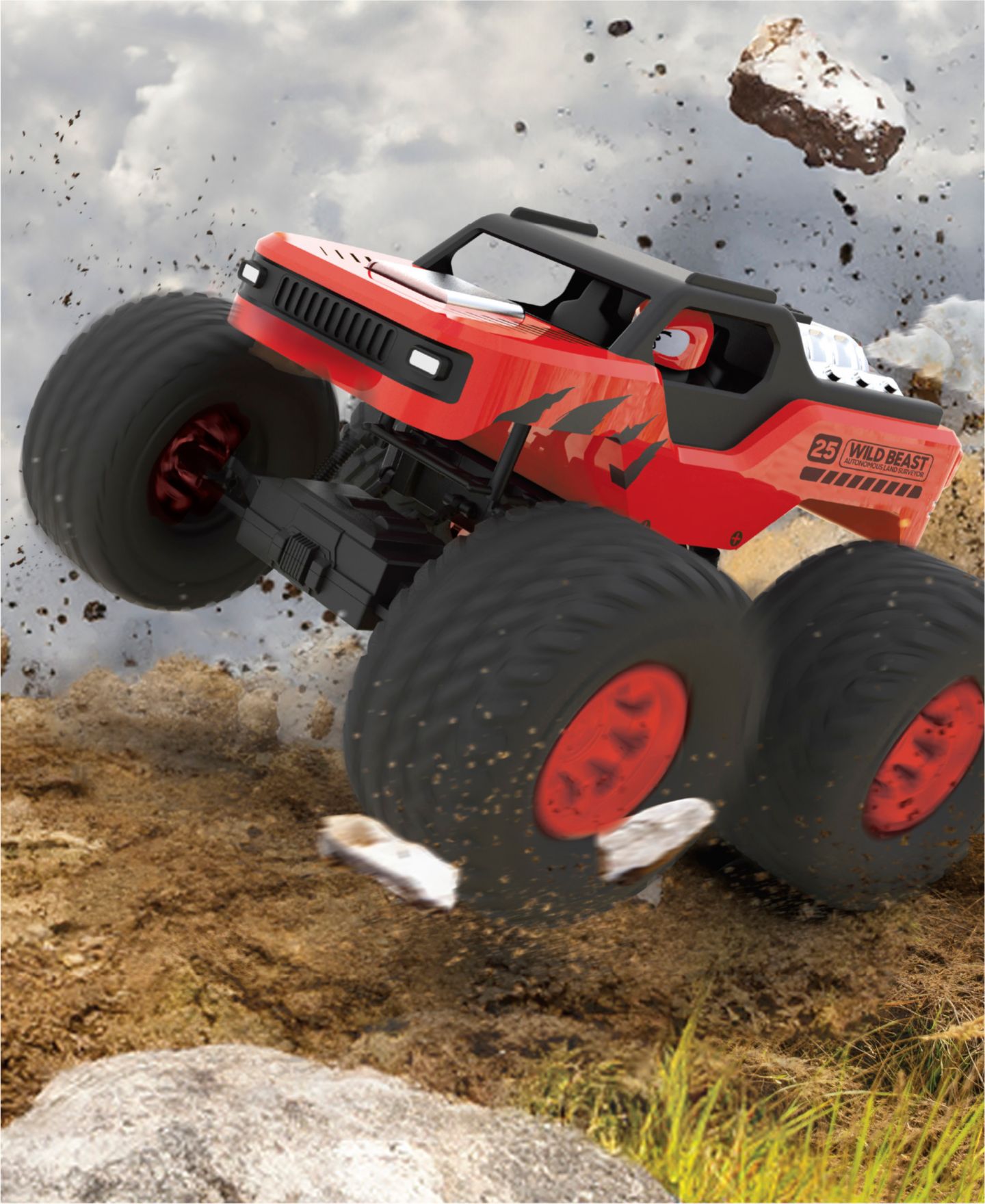 Детская игрушка Sharper Image Wild Beast Remote Control Off-Road Truck, цвет: Чёрный / Красный — фото 2