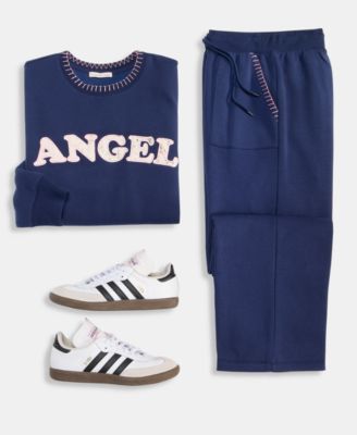 Juniors' Whipstitched Crewneck Sweatshirt & Wide-Leg Pants