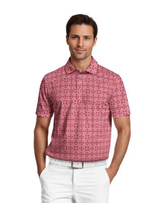 PGA TOUR - Men's Layered Boat Print Short-Sleeve Golf Polo Shirt