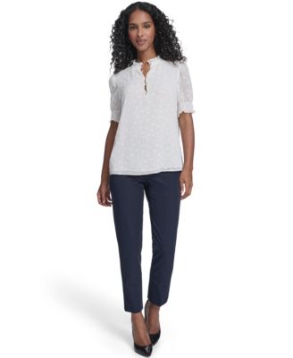 Women's Clip Dot Ruffle Popover Top