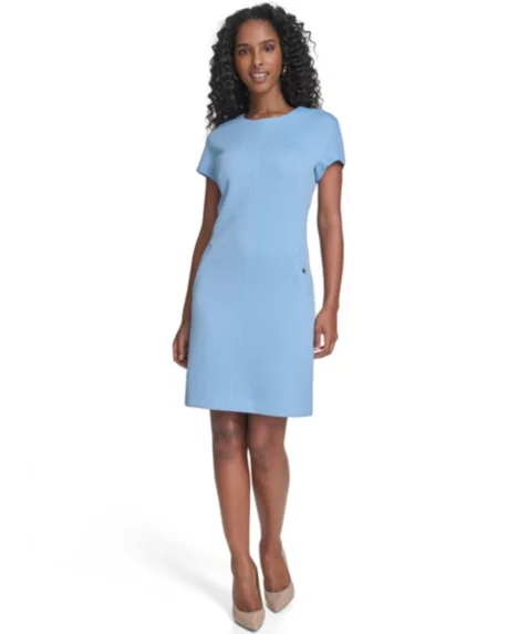 Petite Short-Sleeve Knit Shift Dress - Breeze