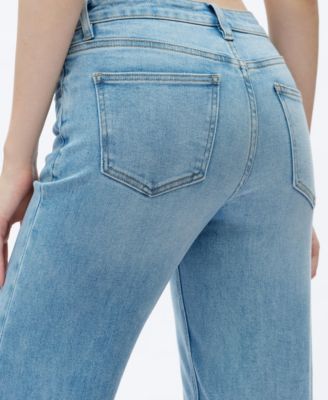 Women's Mid-Rise Wide-Leg Distressed Jeans