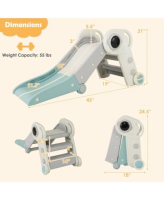 2-in-1 Toddler Slide with Astronaut Design, Foldable Indoor Climber