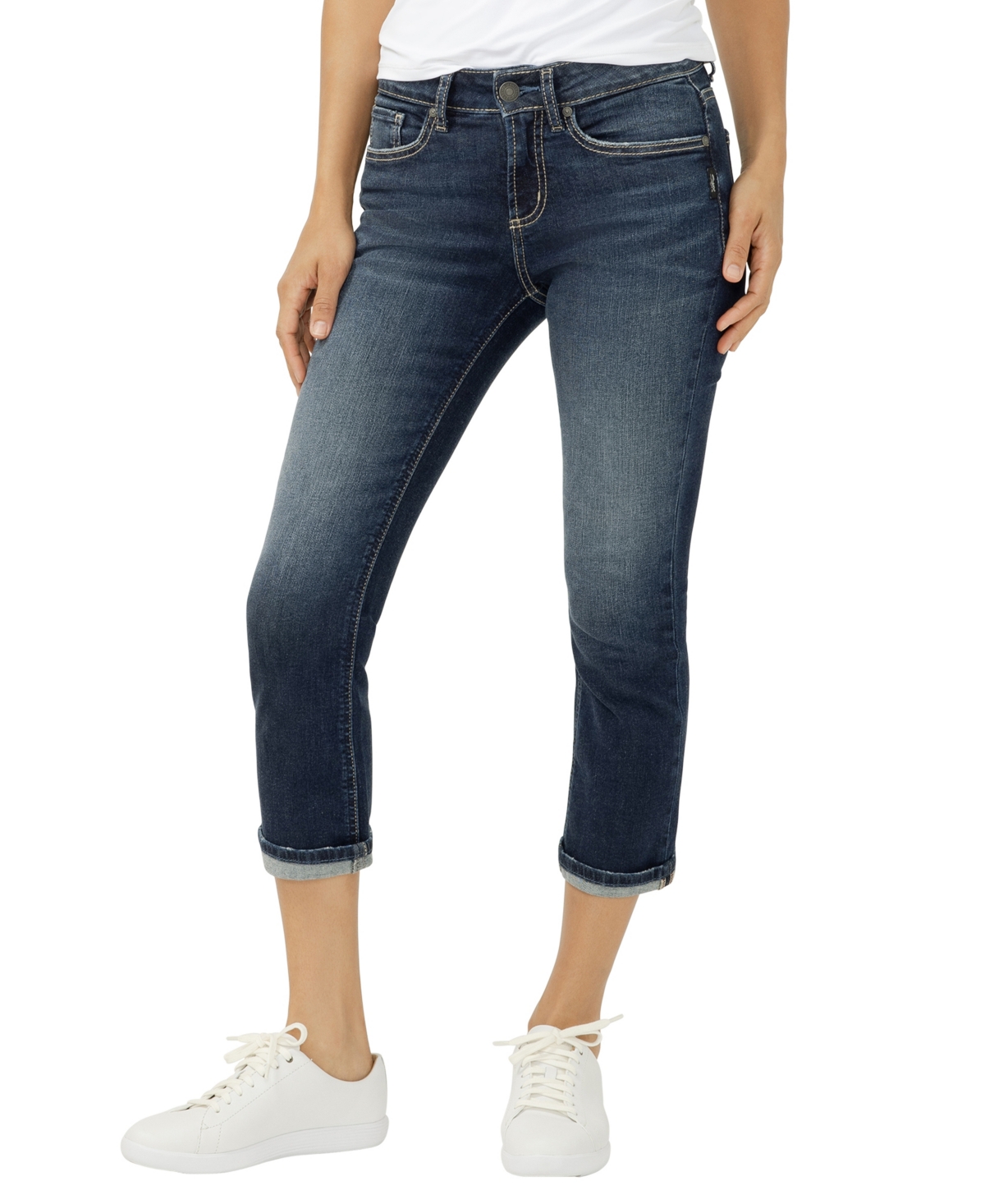 Silver Jeans Co. Women's Suki Mid Rise Curvy Fit Capri