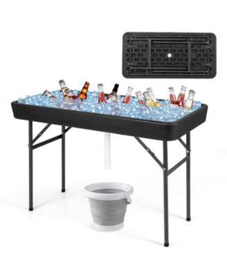 4 Feet Plastic Party Ice Folding Table with Matching Skirt