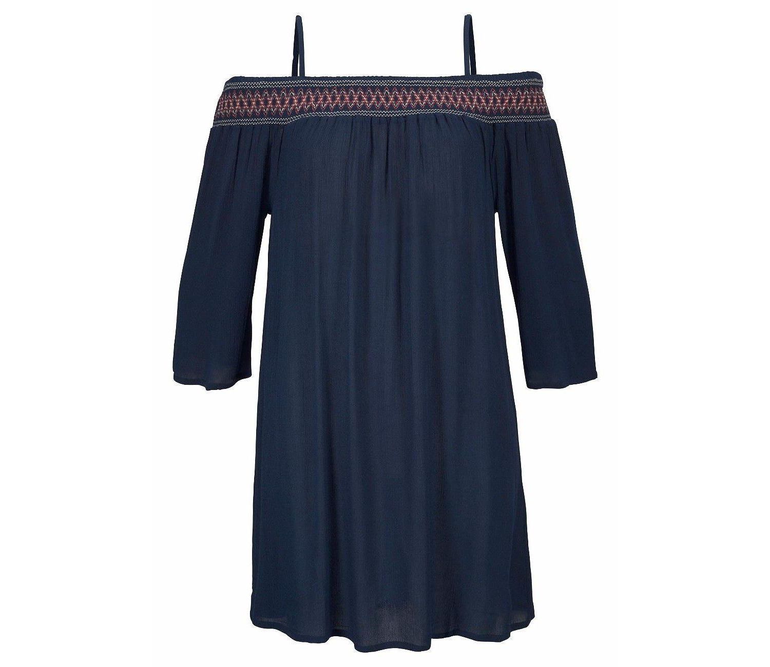 Women's Viscose Embroidered Cold Shoulder Short Dress