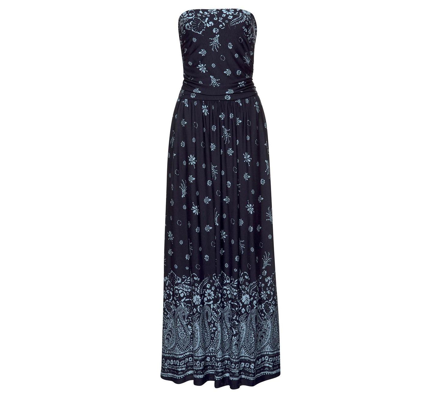 Женское платье LASCANA Viscose Printed Strapless with Pockets Bandeau Maxi, цвет: Тёмно-синий с принтом — фото 3