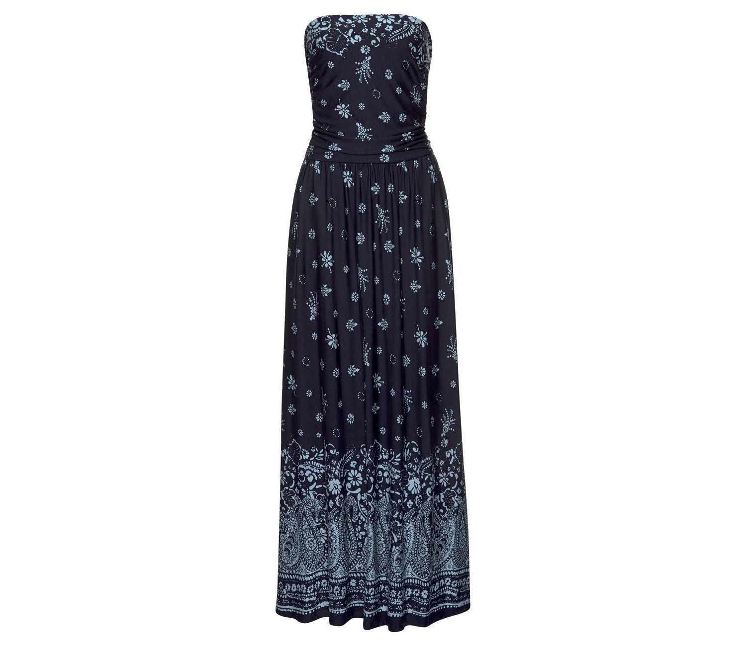 Women's Viscose Printed Strapless with Pockets Bandeau Maxi Dress