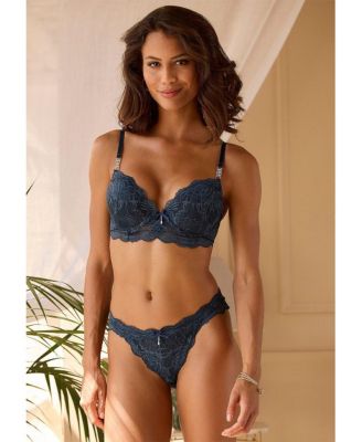 Women's Rhinestone Lace Push Up Bra