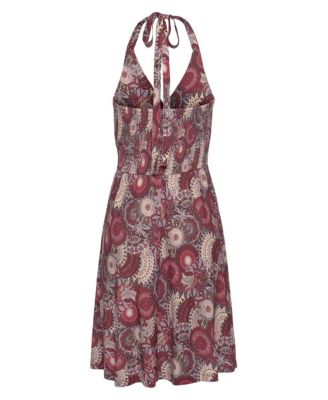 Women's Printed V-Neckline Tie Halter Dress