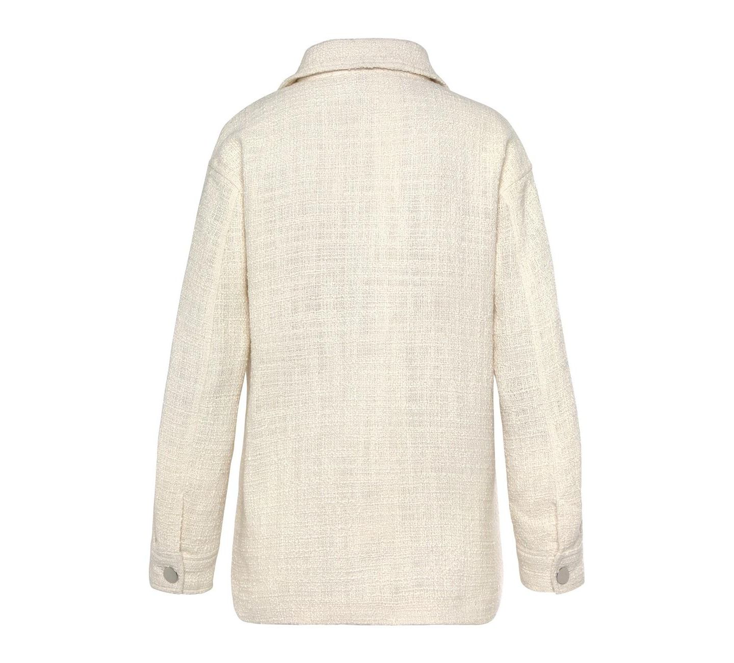 Женские куртки Lascana Boucle Shirt with Pockets Everyday Comfort, цвет: Кремовый — фото 4