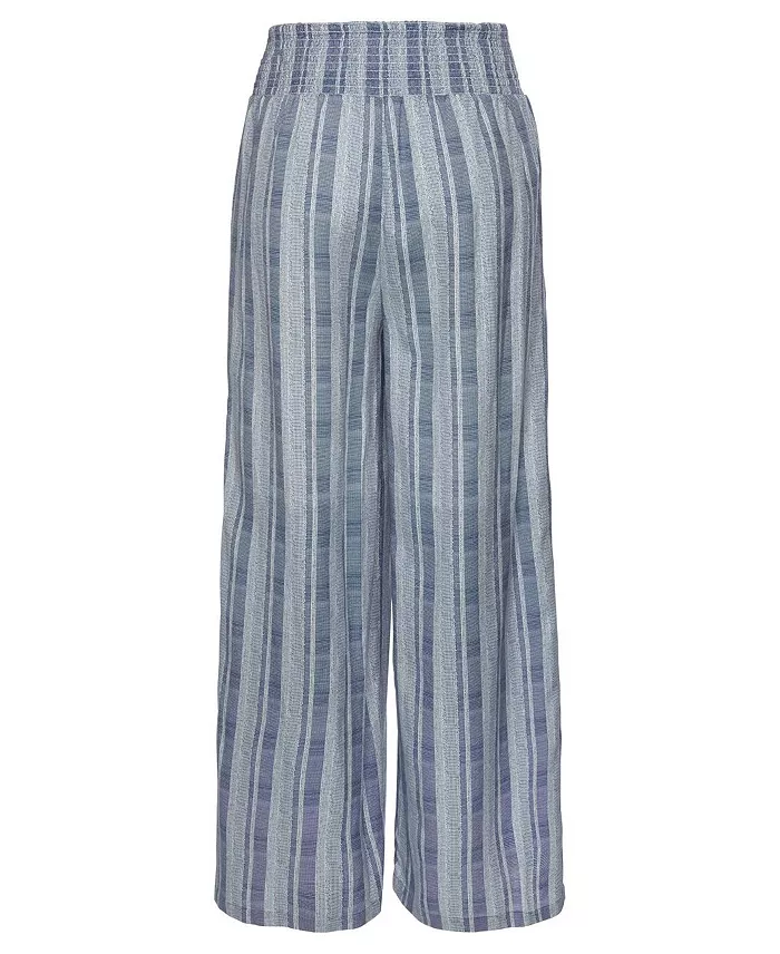 Women's Striped Wide Leg Smocked with Pockets Pants - thumbnail 6