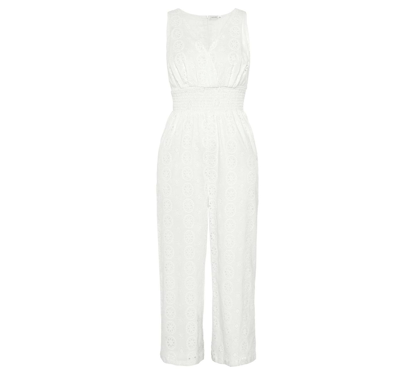 Женский комбинезон Lascana Sleeveless Eyelet Jumpsuit, цвет: Белый — фото 5
