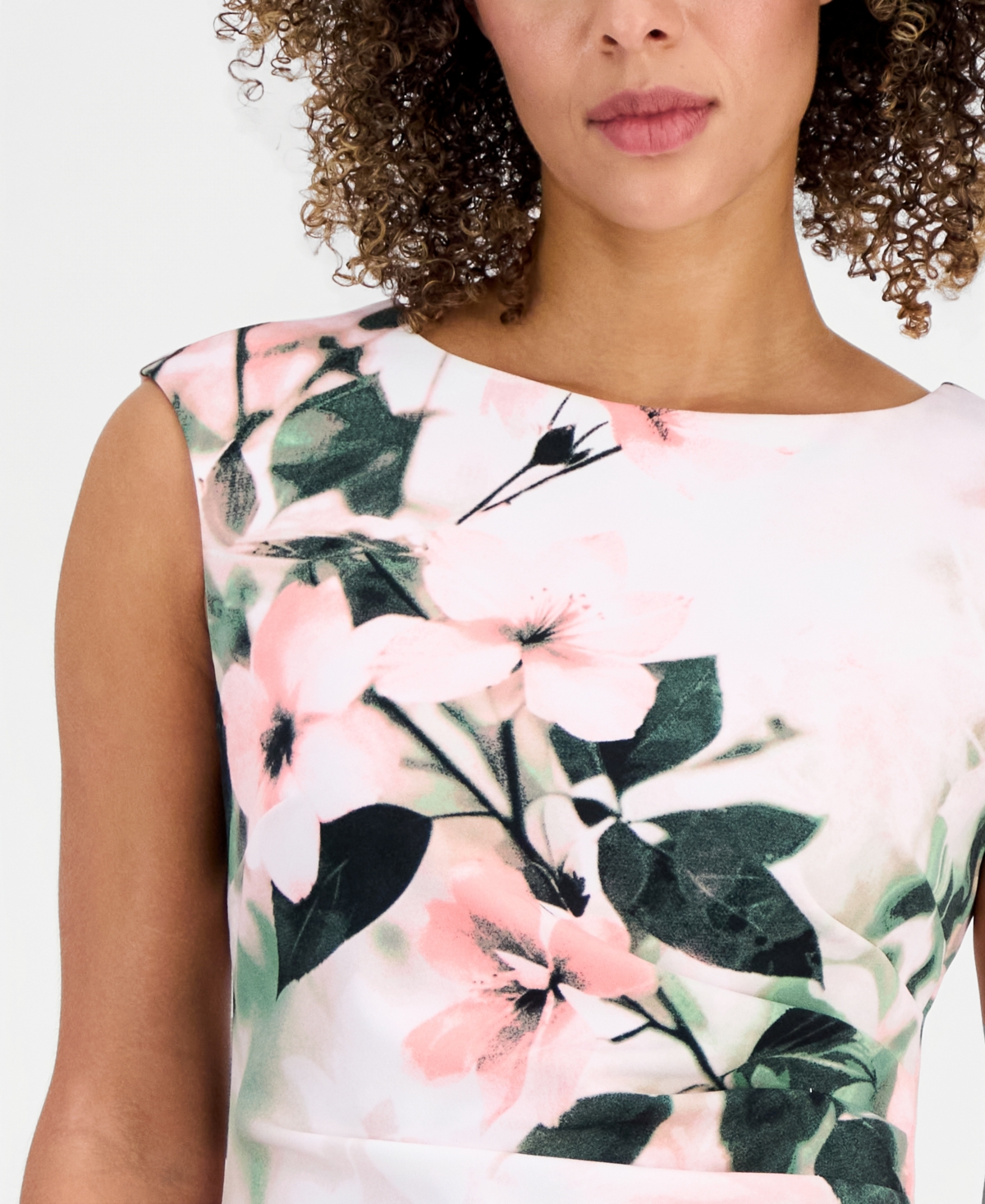 Kasper Women's Printed Boat Neck Sheath Dress