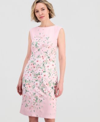 Women's Placed-Floral Sleeveless Sheath Dress