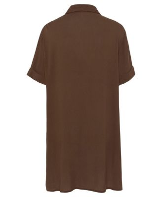 Women's Multi-Way Collared Short Sleeve Tunic Top