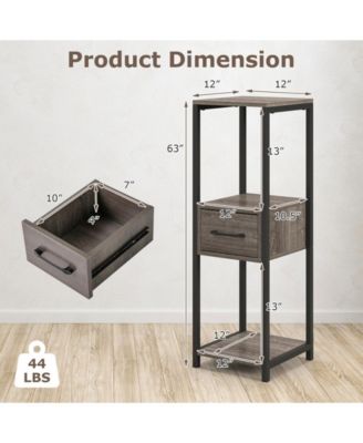 2 Pack 3 Tier Tall Metal Plant Stand with Drawer and Display Shelf