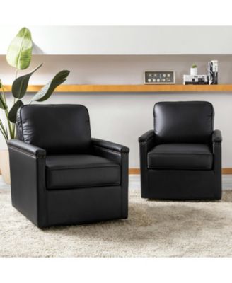 Boedy 29 Wide Genuine Leather Swivel Club Chair with Nailhead Trim