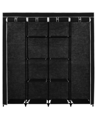 Wardrobe Black Iron frame and polyester fabric Large Wardrobe