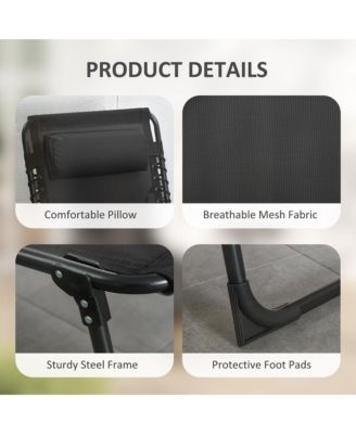 Sun Lounger, Folding Chaise Recliner 5-Position Adjustable,